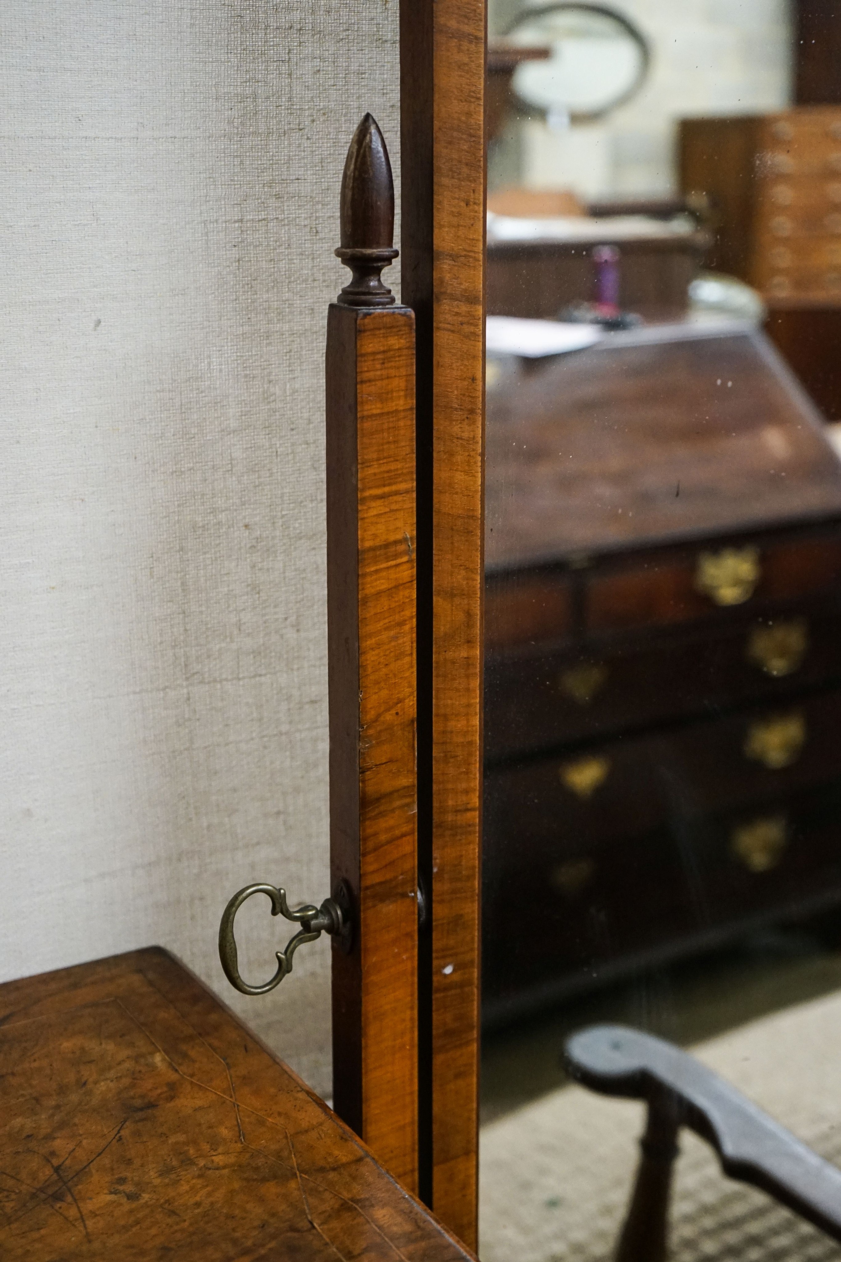 A Queen Anne style walnut cheval mirror, height 166cm